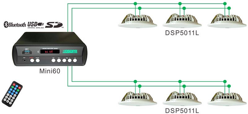 DSP5011L 6W 6,5 дюймовый безрамный потолочный динамик (8Ω)
